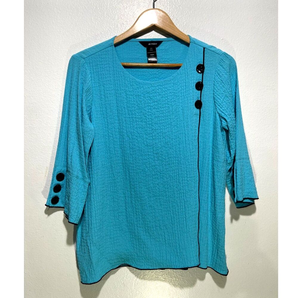 Ali Miles boho tunic top casual art to wear summer casual aqua blue women Mp